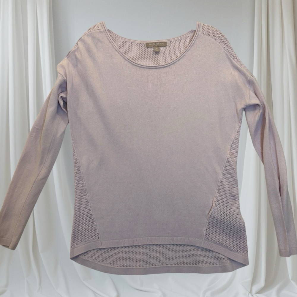 Banana Republic Lavender pullover Long Sleeve Sweater w/ Open Weave Accents Sz M